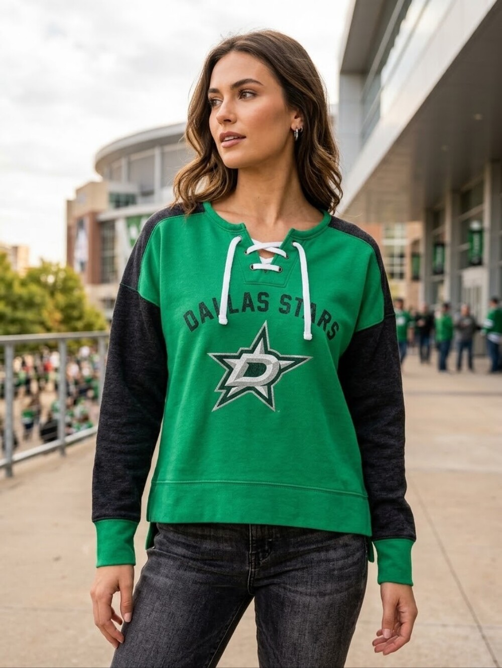 NHL Dallas Stars Lace Up Logo Sweatshirt Size Small